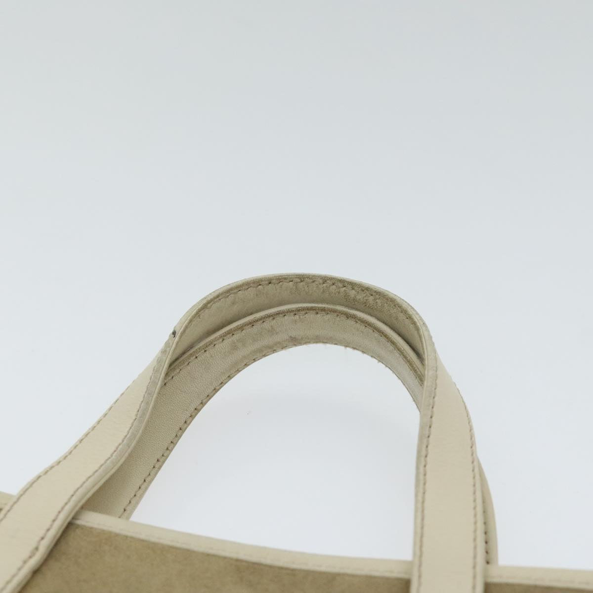 LOEWE Anagram Hand Bag Suede Leather Beige Cream Gold Auth bs18881