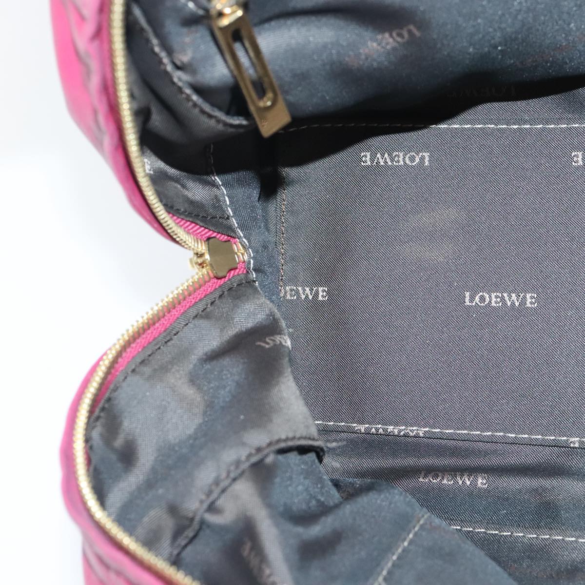 LOEWE Anagram Americana 28 Hand Bag Leather Gold Pink Auth bs18883