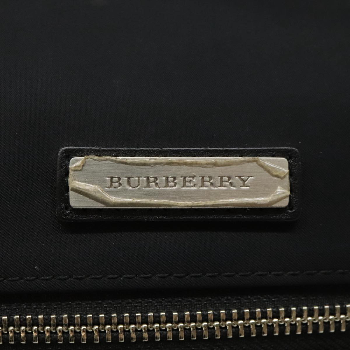 BURBERRY Shoulder Bag Nylon Leather Black Beige Silver Auth bs18893