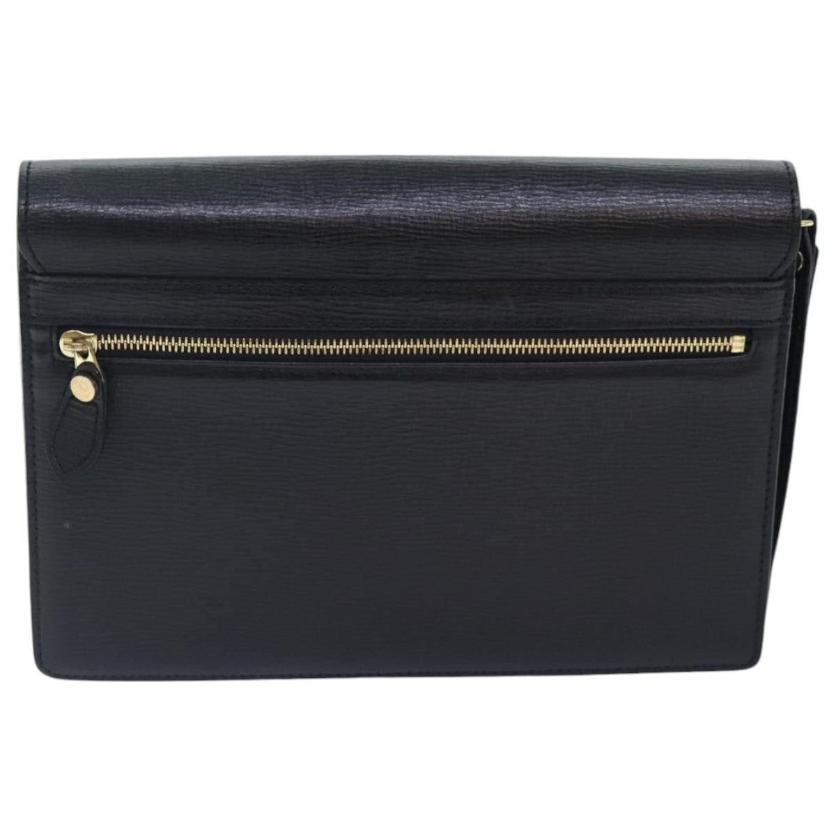 Burberrys Clutch Bag Leather Black Auth bs18898