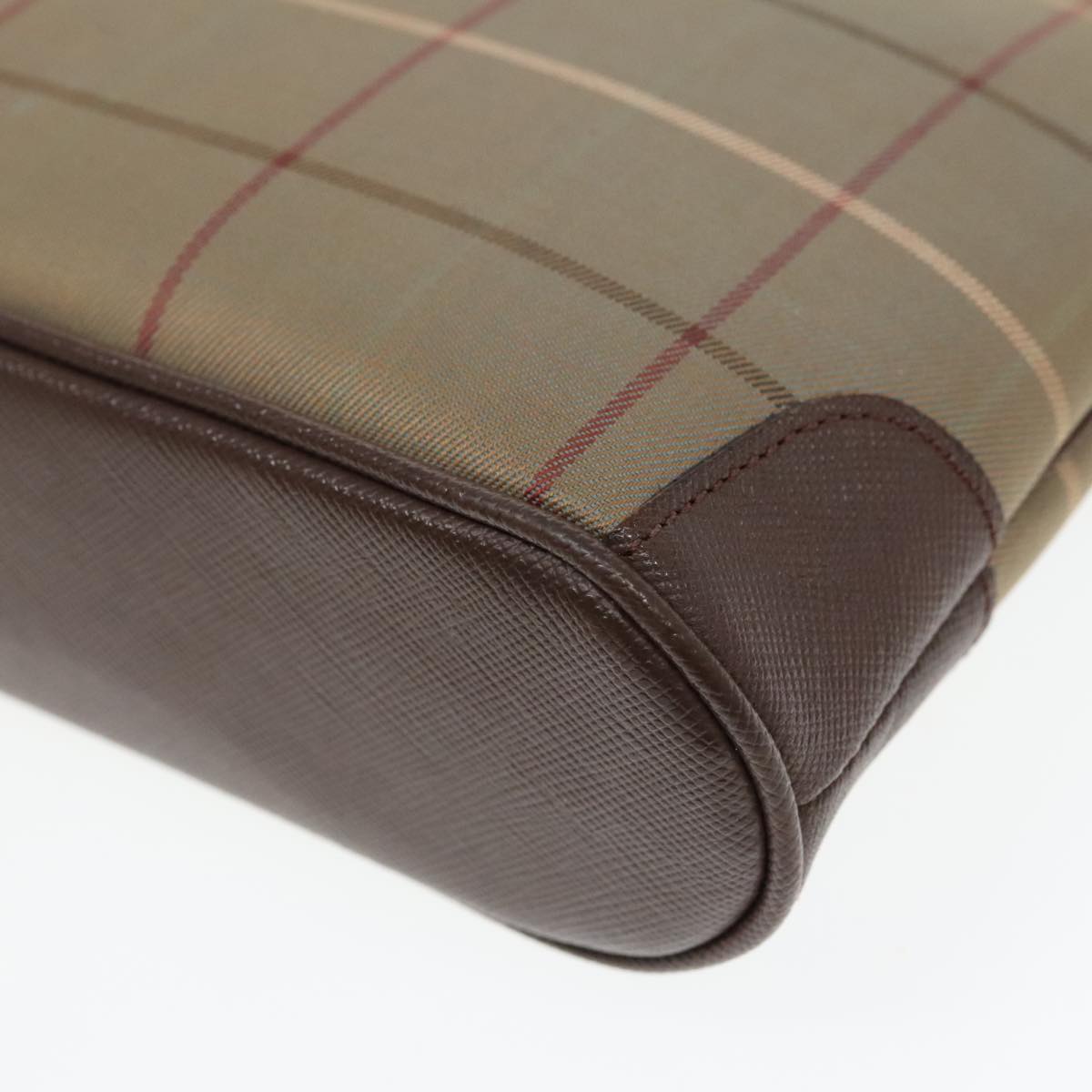 Burberrys Nova Check Pouch Canvas Brown Auth bs18901