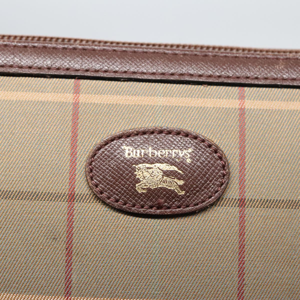 Burberrys Nova Check Pouch Canvas Brown Auth bs18901