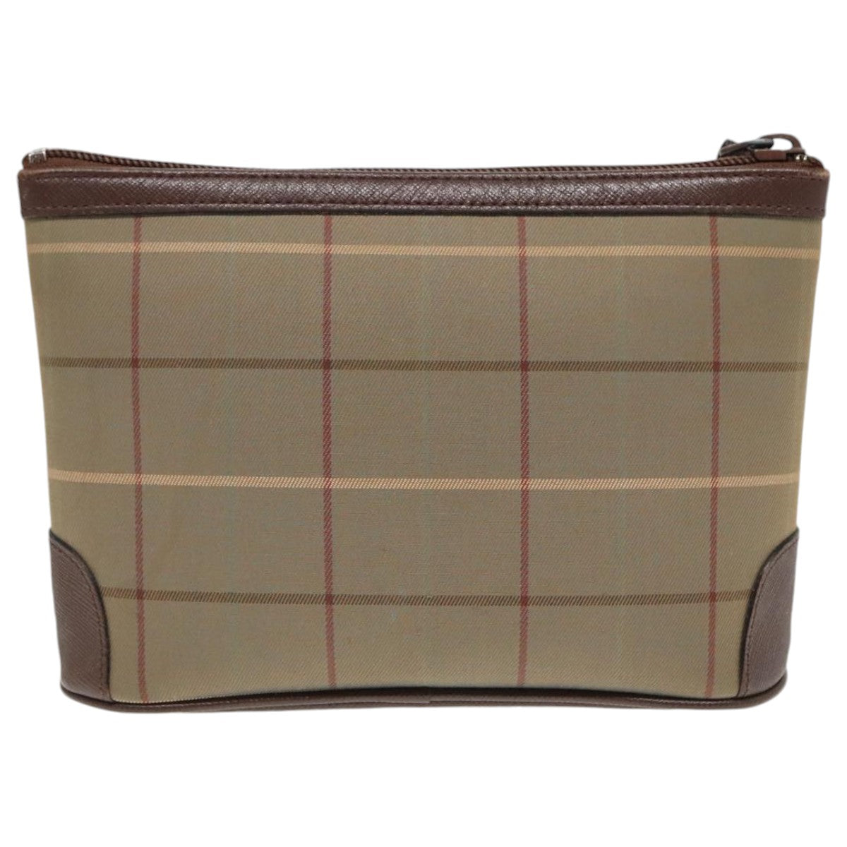 Burberrys Nova Check Pouch Canvas Brown Auth bs18901