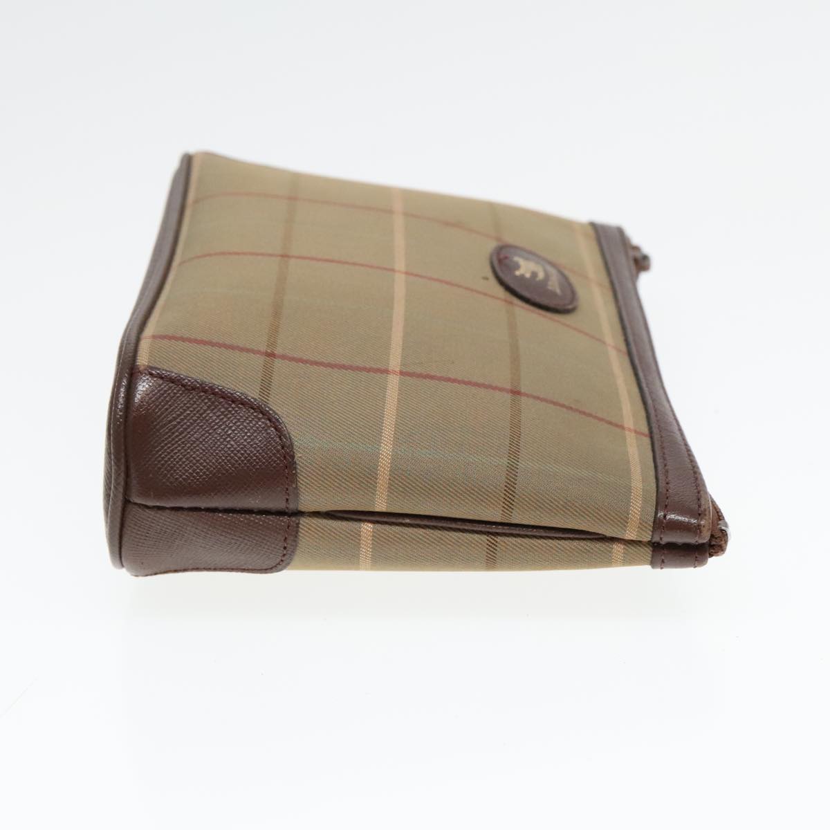 Burberrys Nova Check Pouch Canvas Brown Auth bs18901