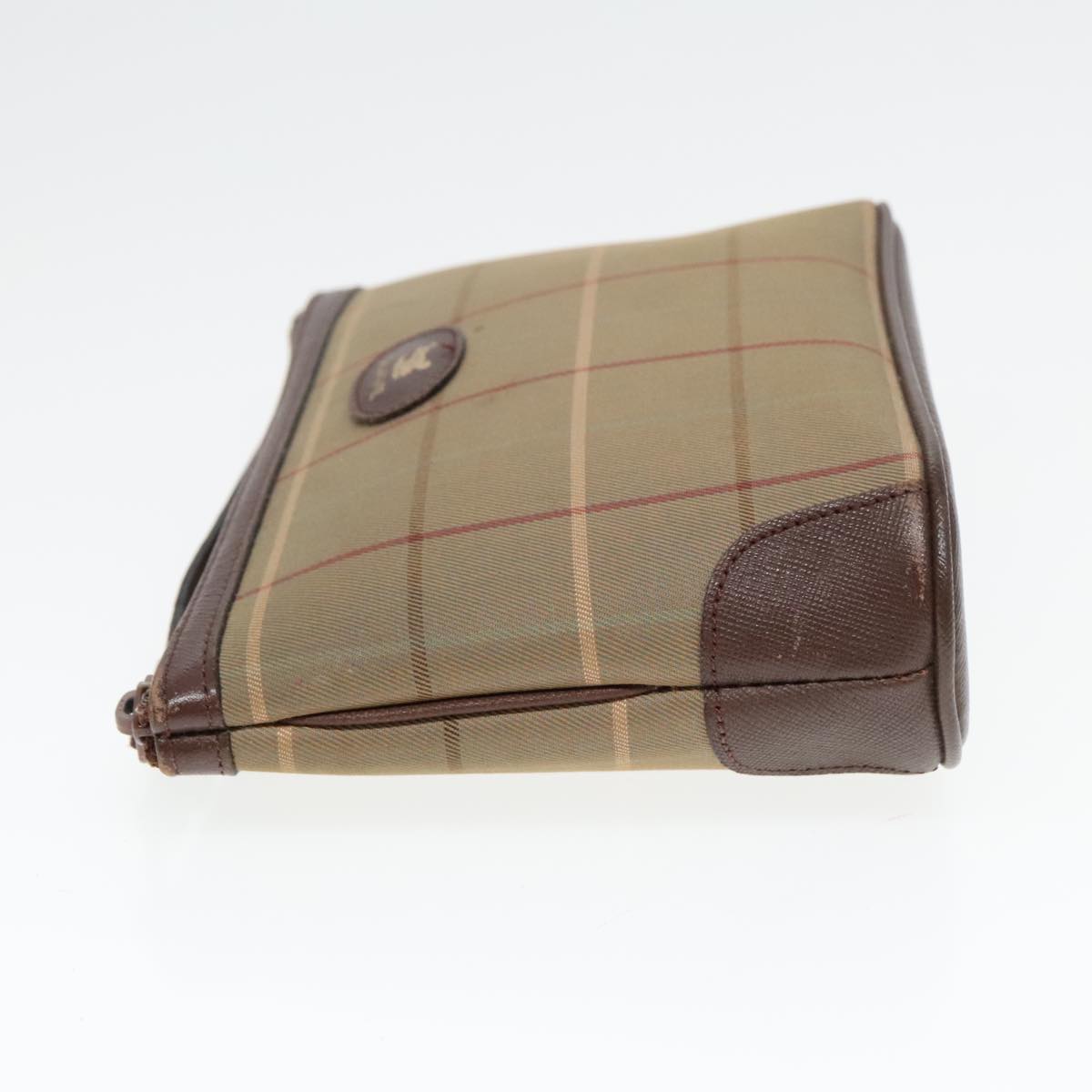 Burberrys Nova Check Pouch Canvas Brown Auth bs18901