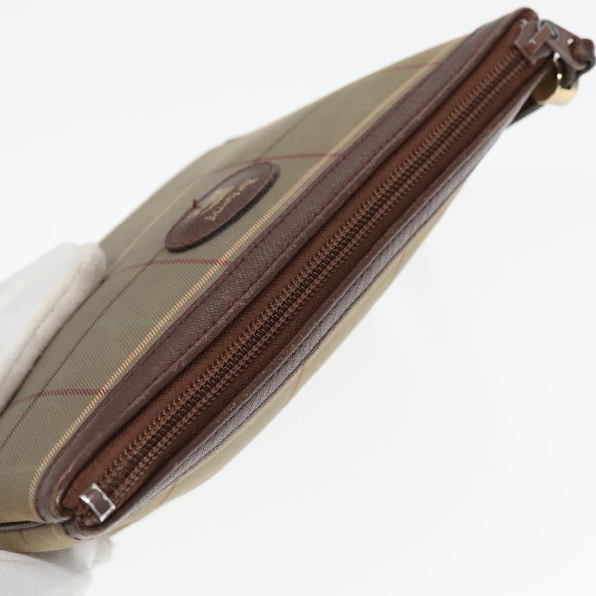 Burberrys Nova Check Pouch Canvas Brown Auth bs18901