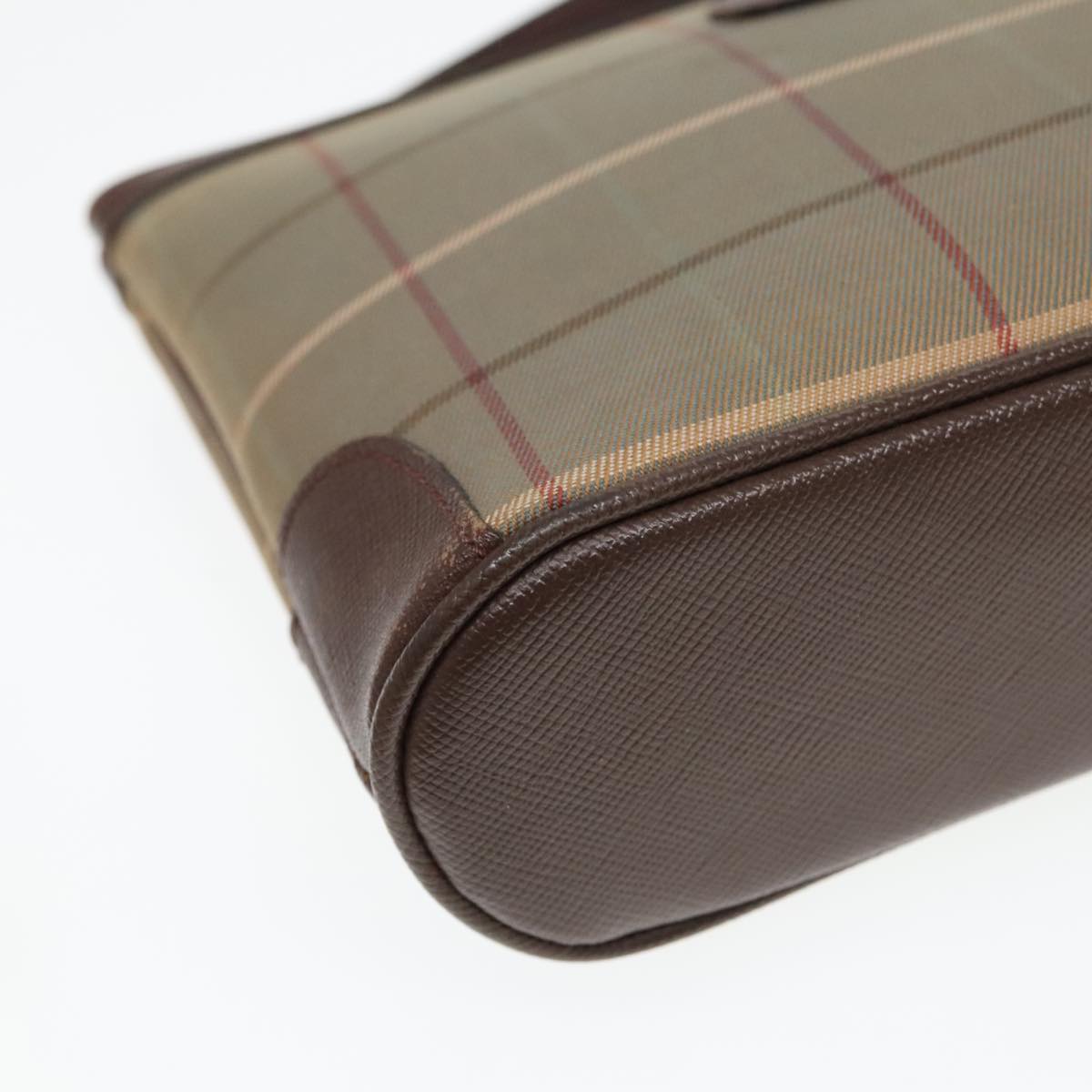 Burberrys Nova Check Pouch Canvas Brown Auth bs18901