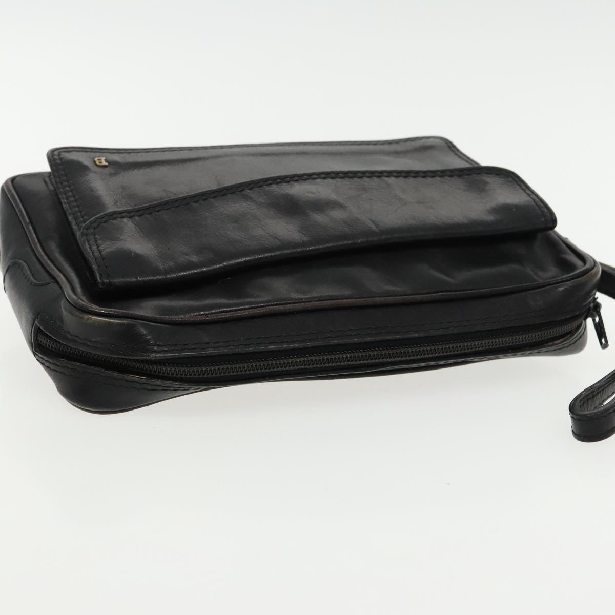 BALLY Clutch Bag Leather 3Set Black Auth bs18920