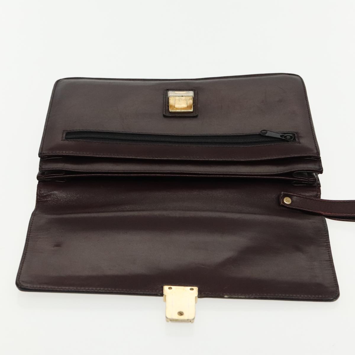 BALLY Clutch Bag Leather 3Set Black Auth bs18920