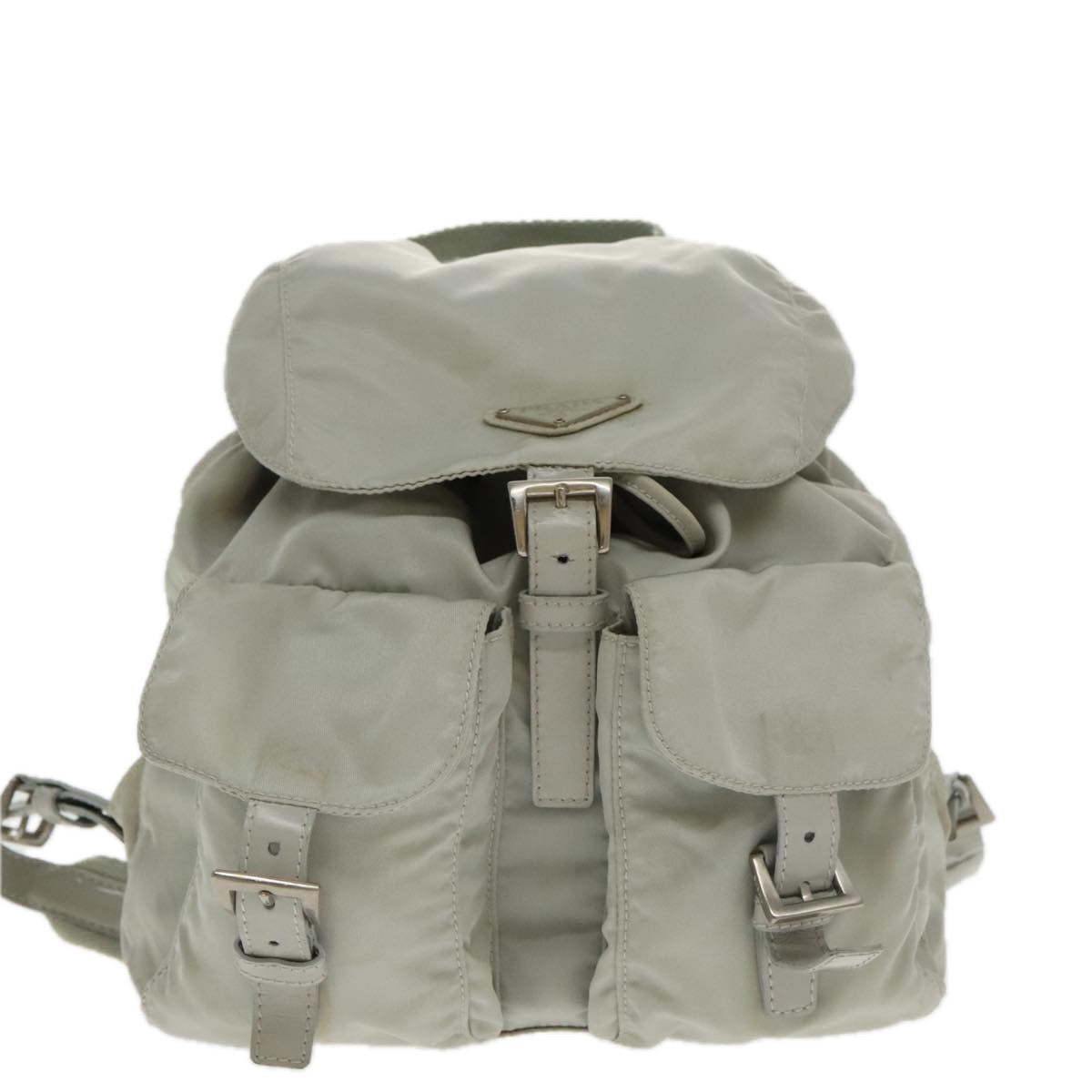 PRADA Backpack Nylon Gray Silver Auth bs18981