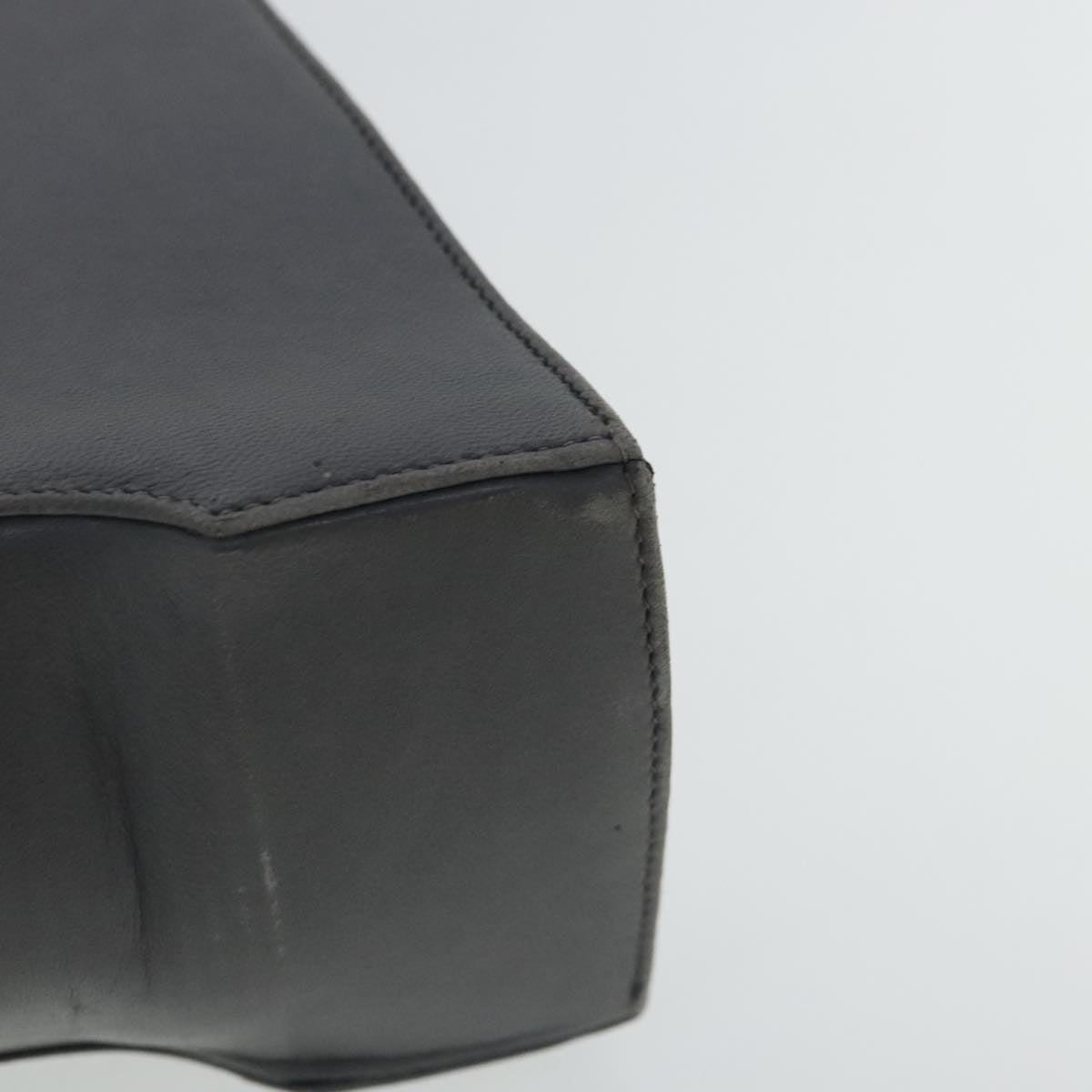 Salvatore Ferragamo Hand Bag Leather Gray Gold Auth bs18987