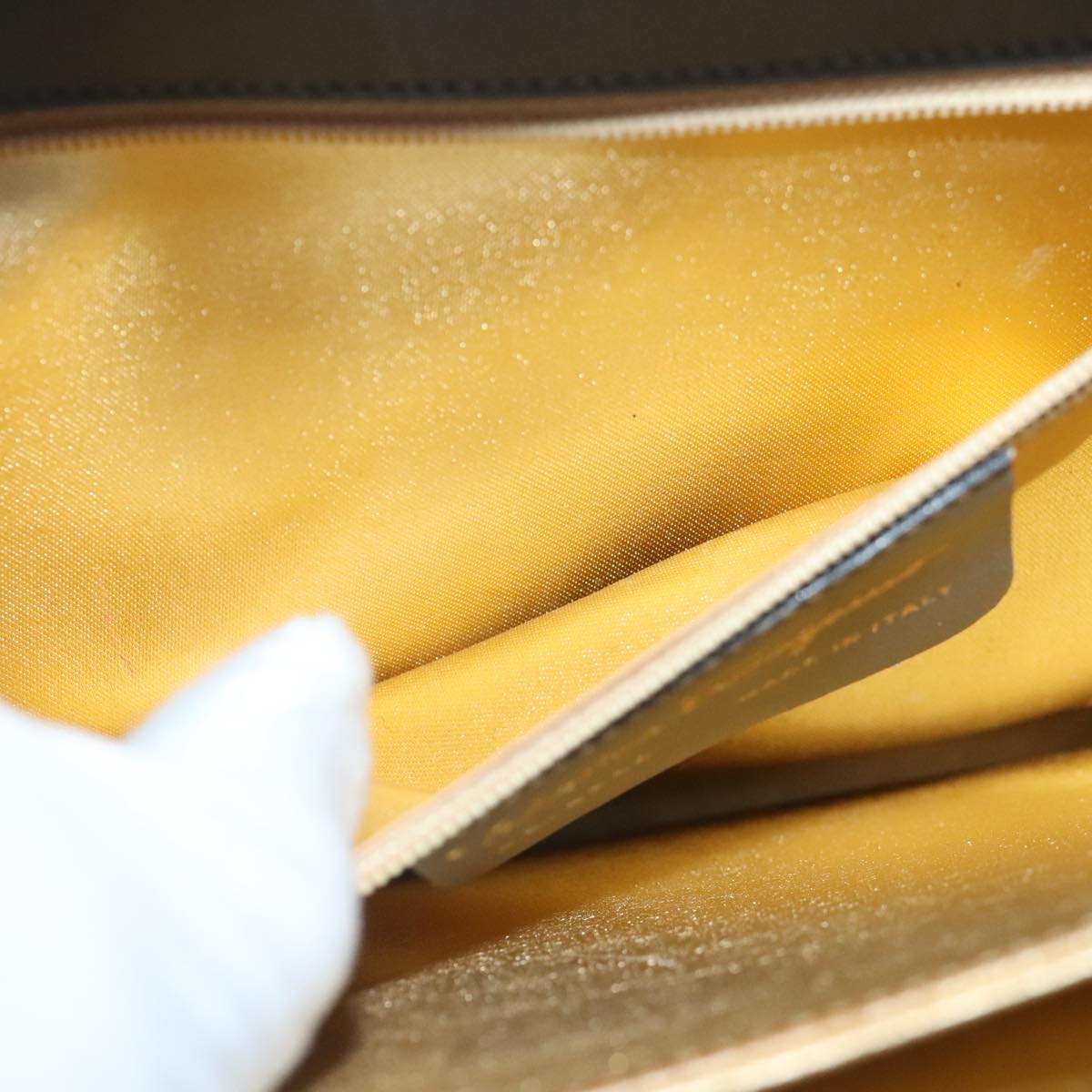 Salvatore Ferragamo Hand Bag Leather Gray Gold Auth bs18987