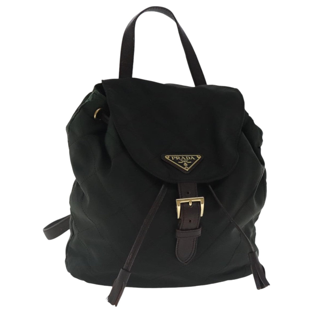 PRADA Backpack Nylon Green Gold Auth bs19006