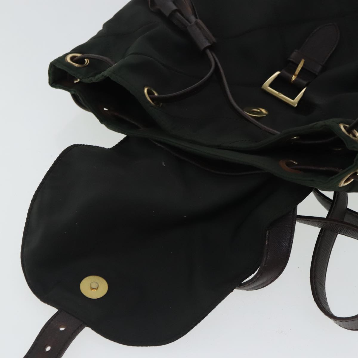 PRADA Backpack Nylon Green Gold Auth bs19006