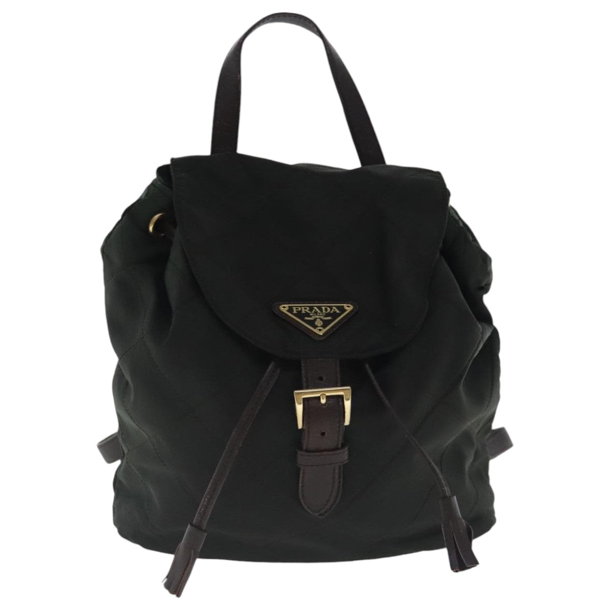 PRADA Backpack Nylon Green Gold Auth bs19006