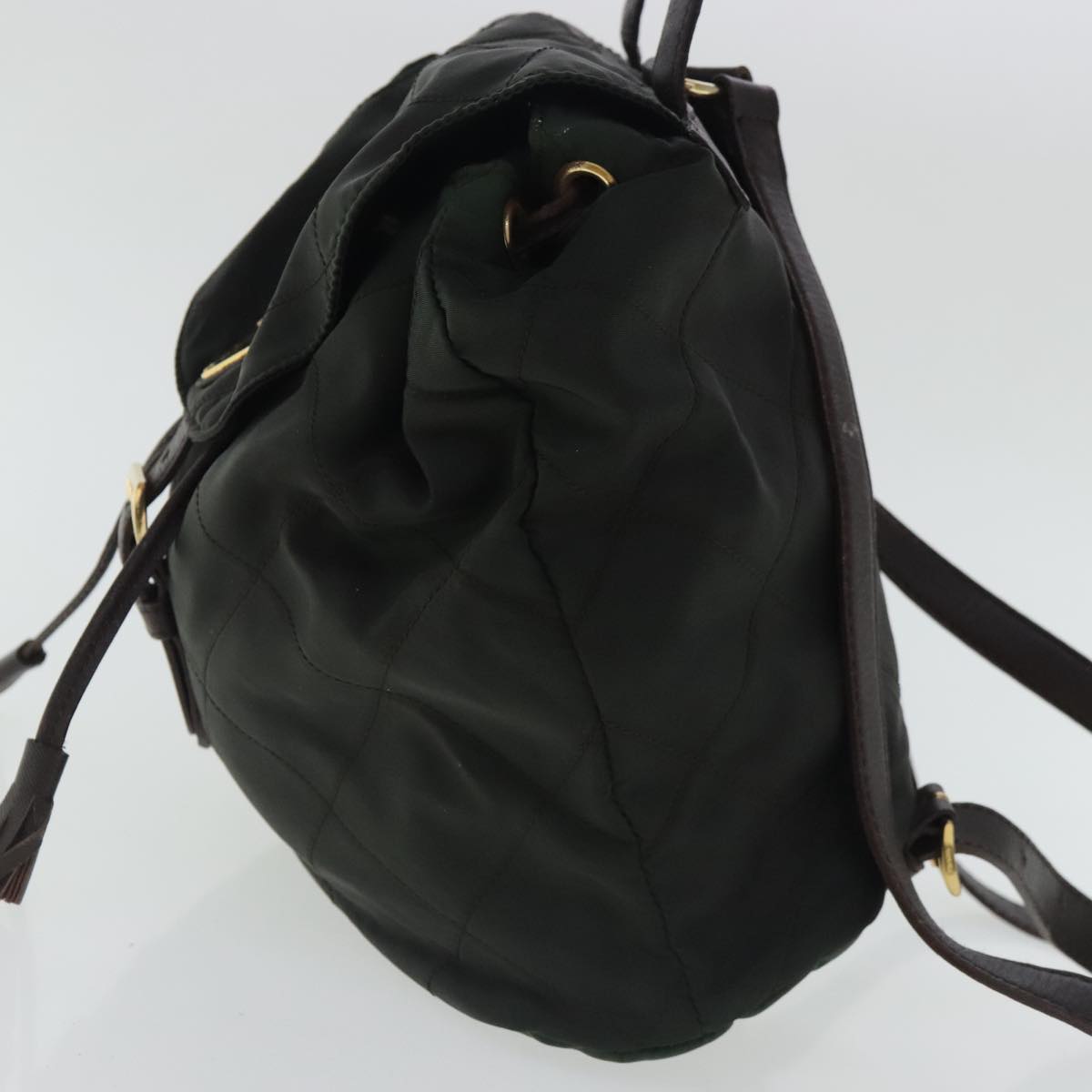 PRADA Backpack Nylon Green Gold Auth bs19006