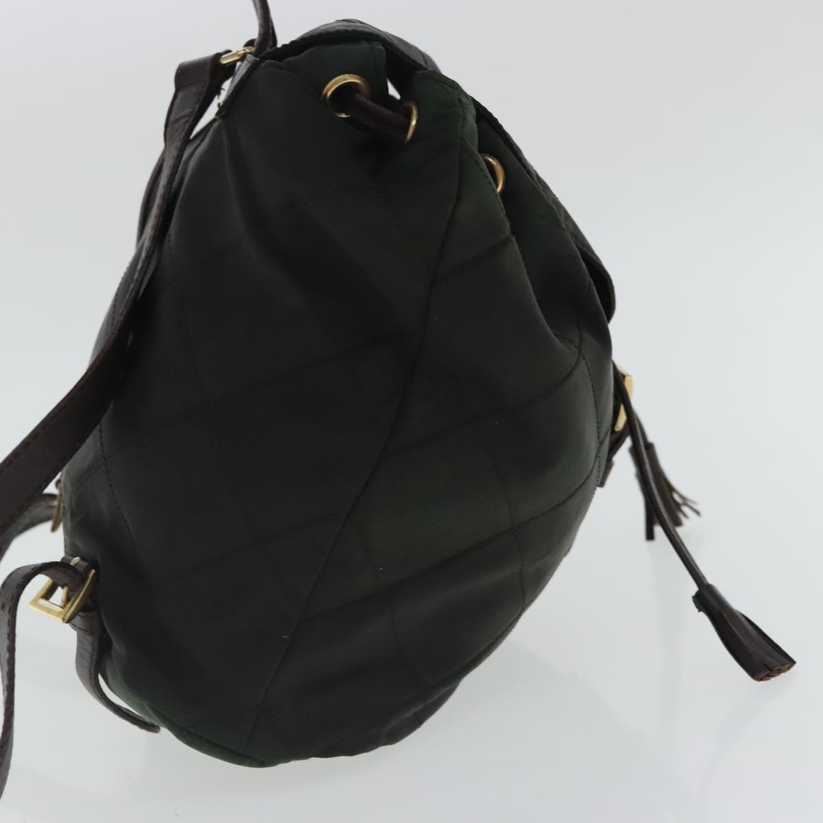 PRADA Backpack Nylon Green Gold Auth bs19006