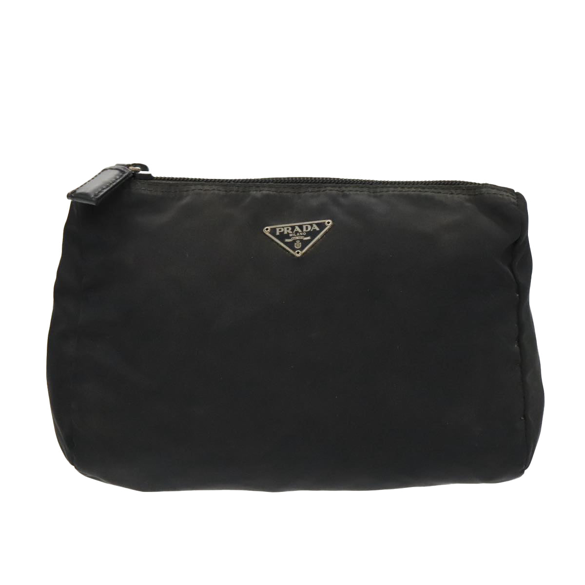 PRADA Pouch Nylon Black Silver Auth bs19008