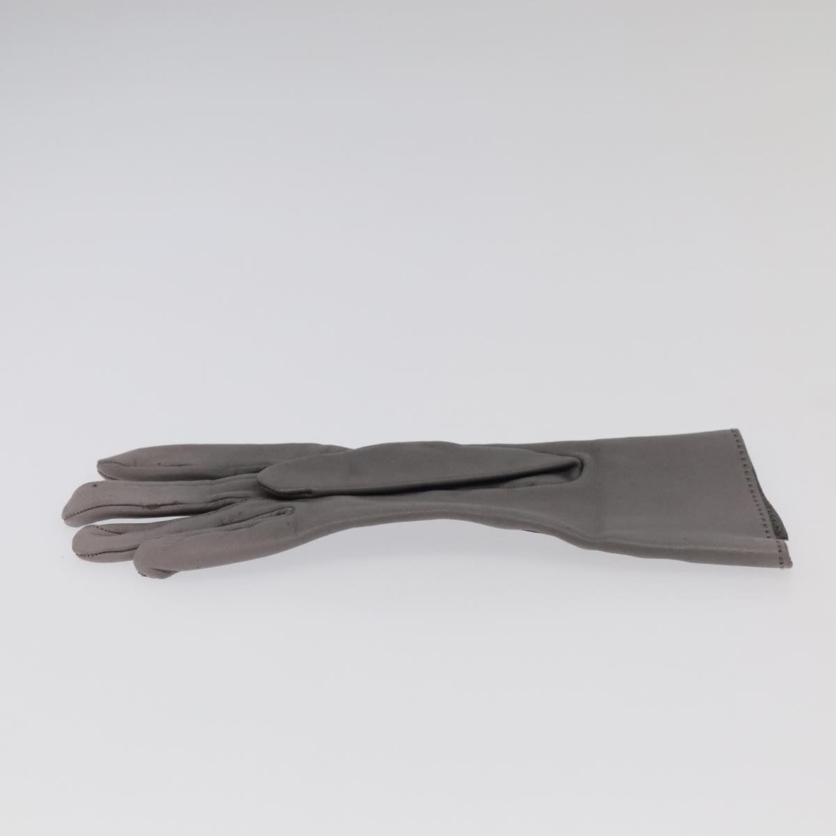 HERMES Gloves Leather Gray Auth bs19011