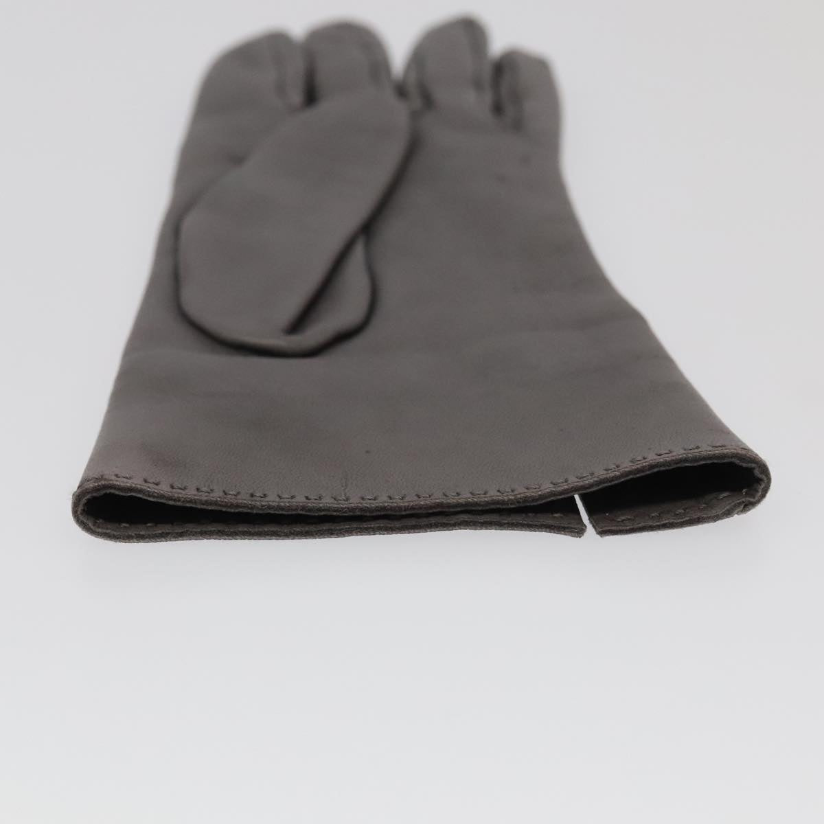 HERMES Gloves Leather Gray Auth bs19011