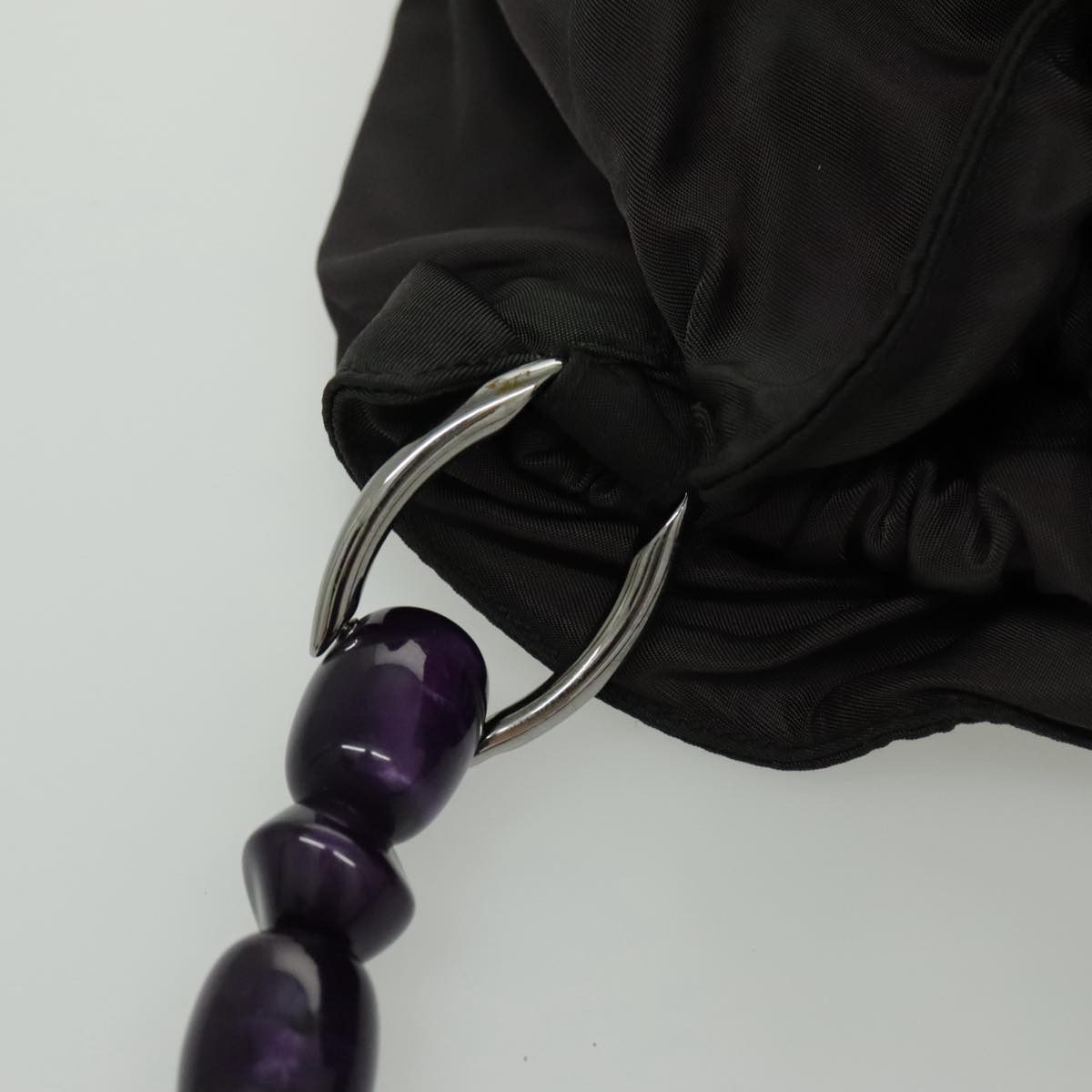 Christian Dior Maris Pearl Hand Bag Nylon Purple Silver Auth bs19032