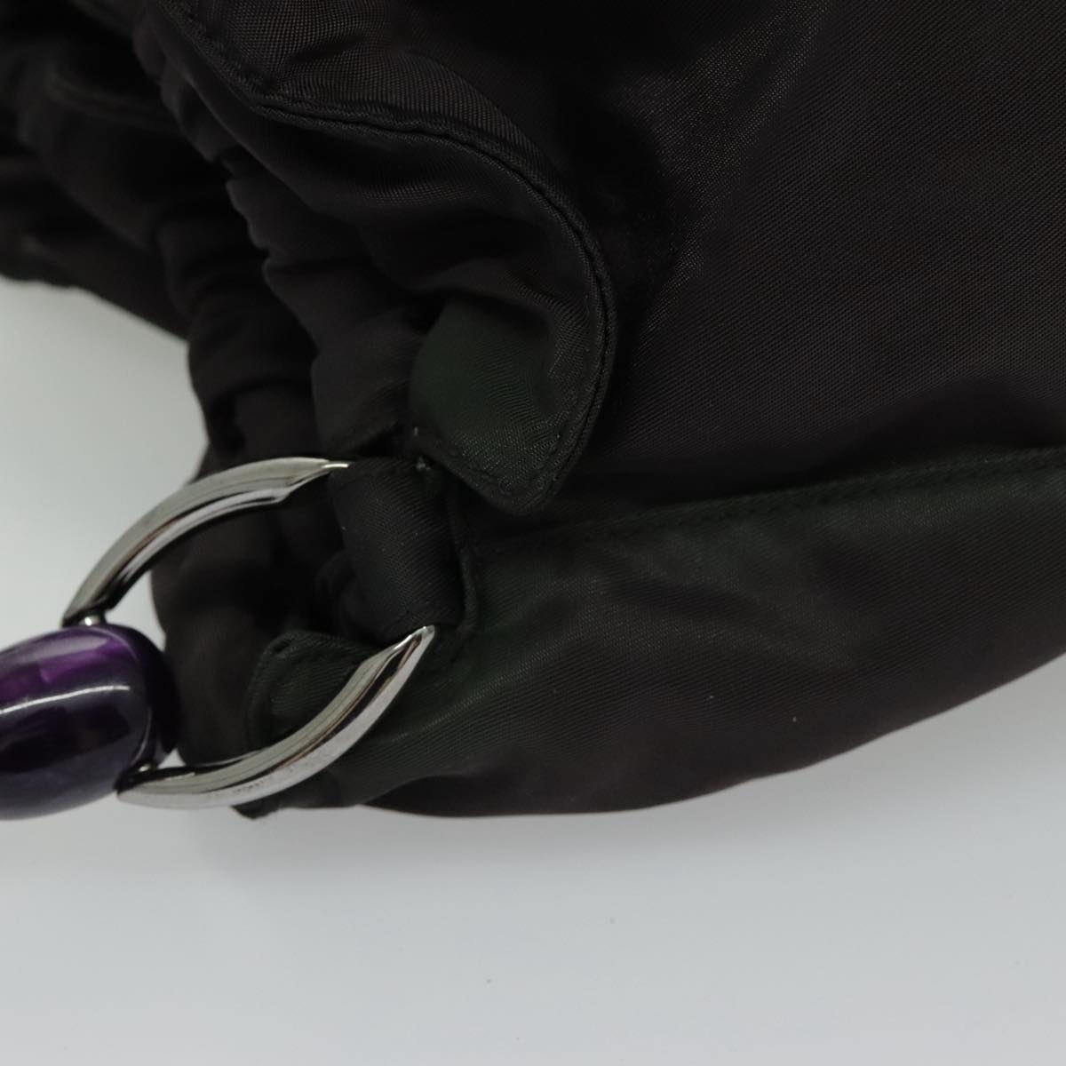 Christian Dior Maris Pearl Hand Bag Nylon Purple Silver Auth bs19032