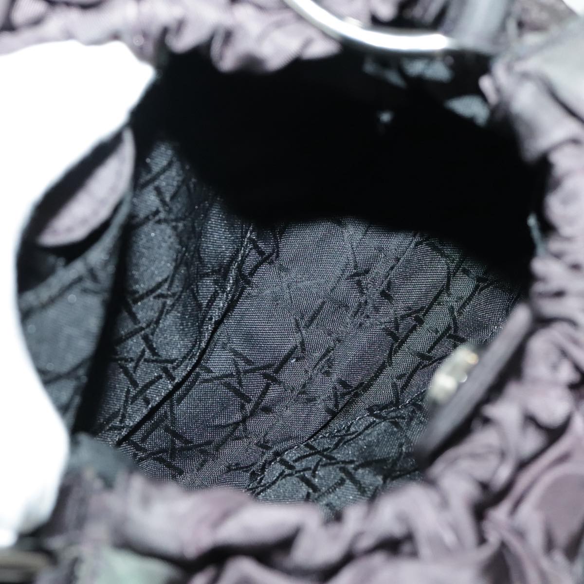 Christian Dior Maris Pearl Hand Bag Nylon Purple Silver Auth bs19032