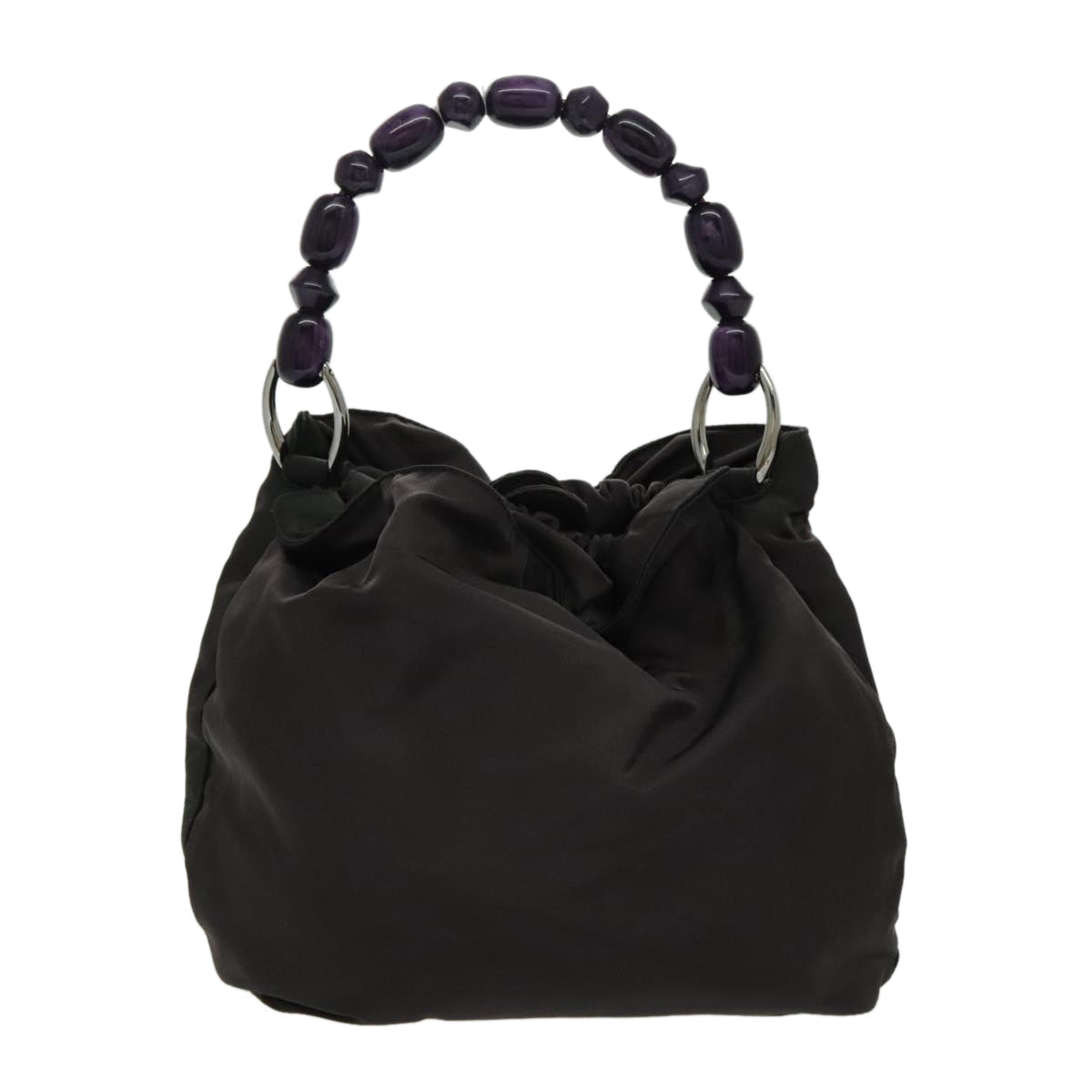 Christian Dior Maris Pearl Hand Bag Nylon Purple Silver Auth bs19032