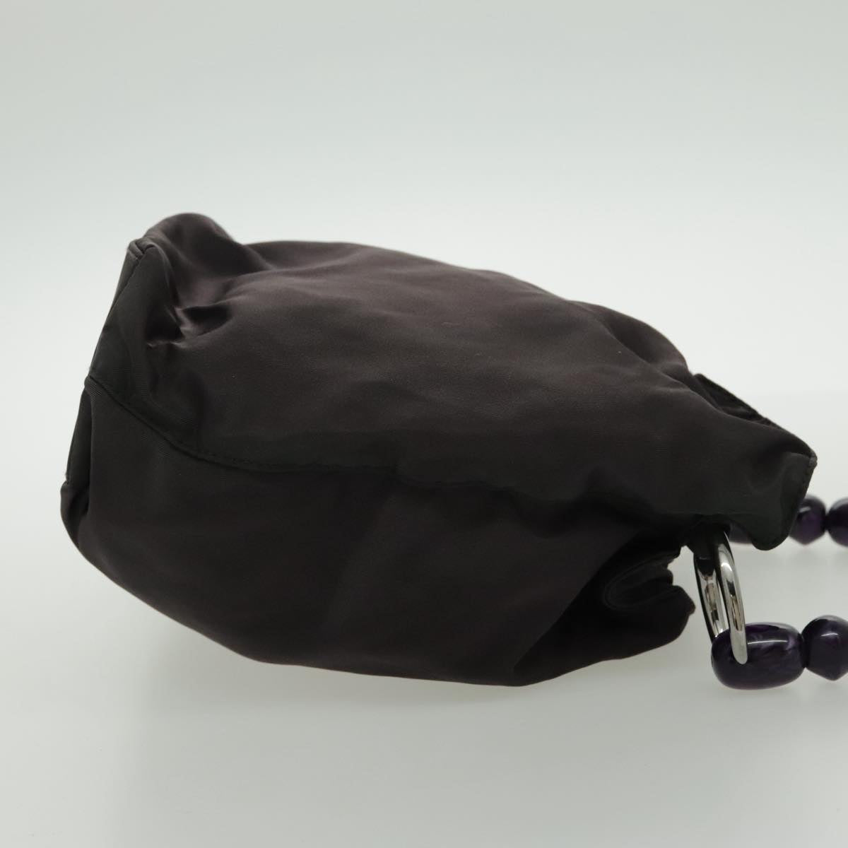 Christian Dior Maris Pearl Hand Bag Nylon Purple Silver Auth bs19032