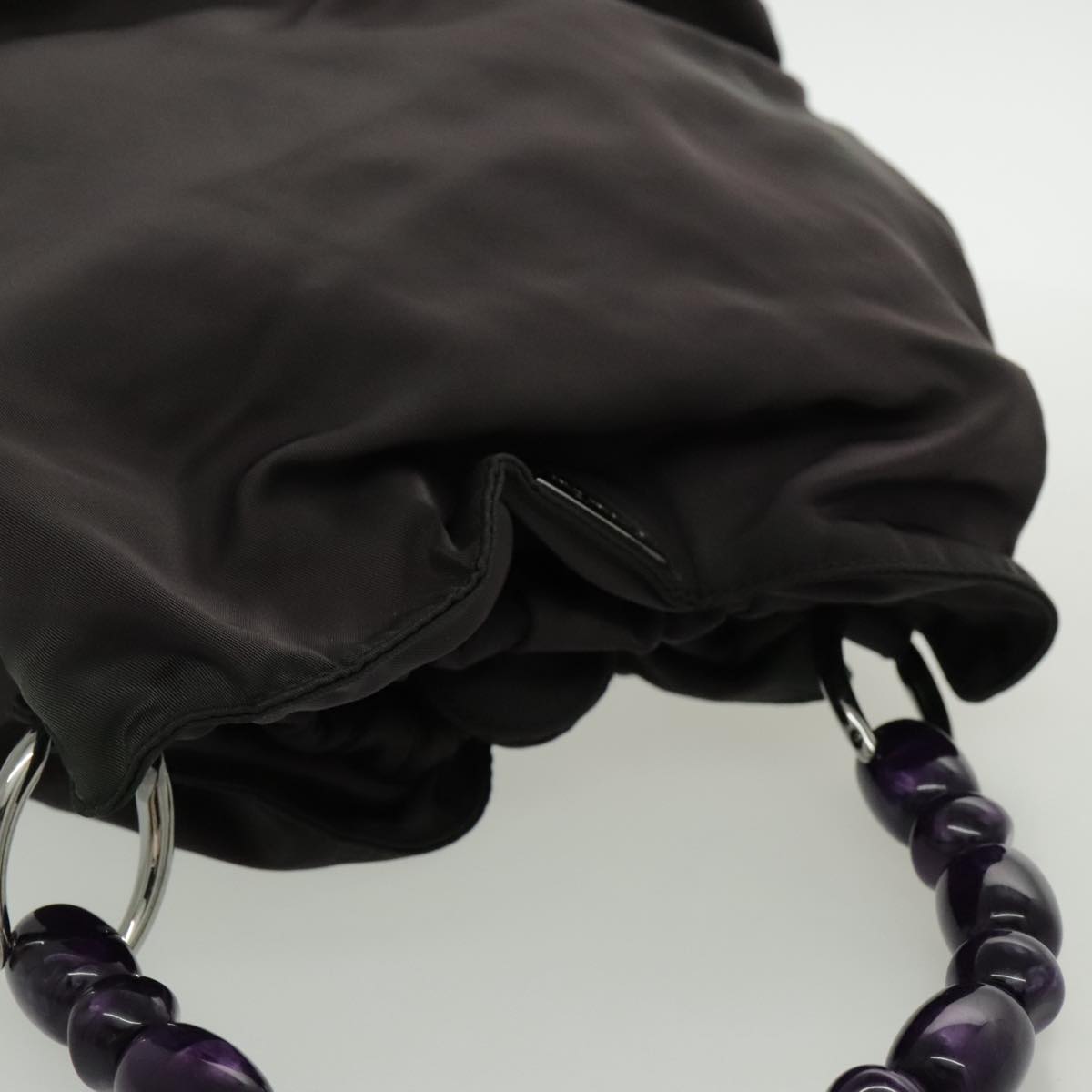 Christian Dior Maris Pearl Hand Bag Nylon Purple Silver Auth bs19032