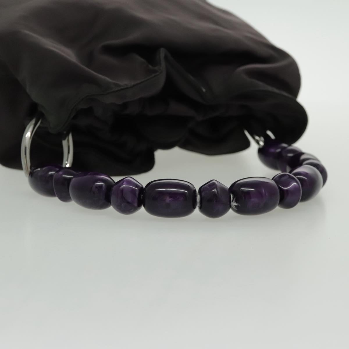 Christian Dior Maris Pearl Hand Bag Nylon Purple Silver Auth bs19032