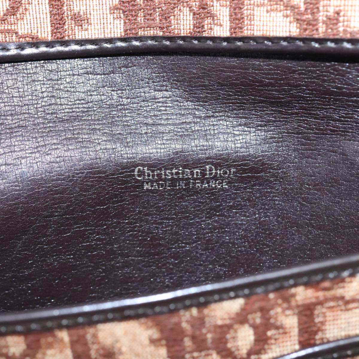 Christian Dior Trotter Canvas Pouch Brown Gold Auth bs19035