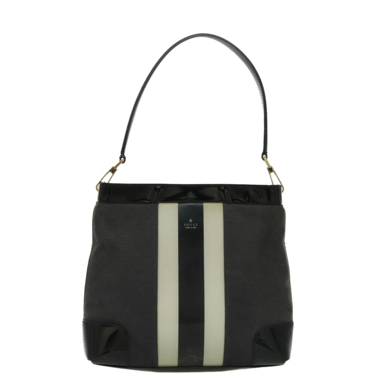 GUCCI Shoulder Bag Canvas Black Gold 001 4231 Auth bs19038