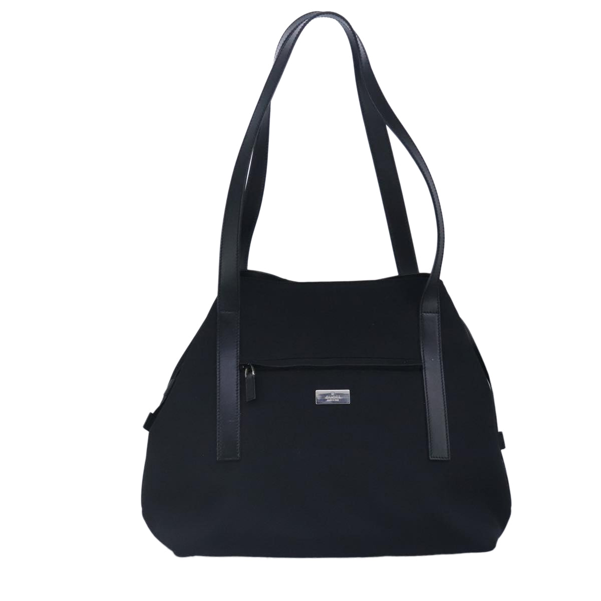 GUCCI Shoulder Bag Canvas Black Silver Auth bs19043