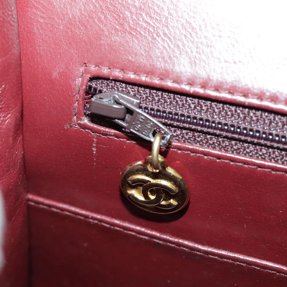 CHANEL Matrasse Chain Shoulder Bag Lamb Skin Black Gold CC Auth bs19047A