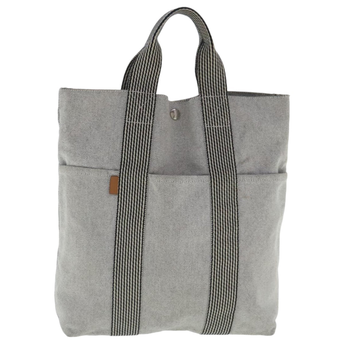 HERMES New Fourre Tout Cabas Tote Bag Canvas Gray Silver Auth bs19098