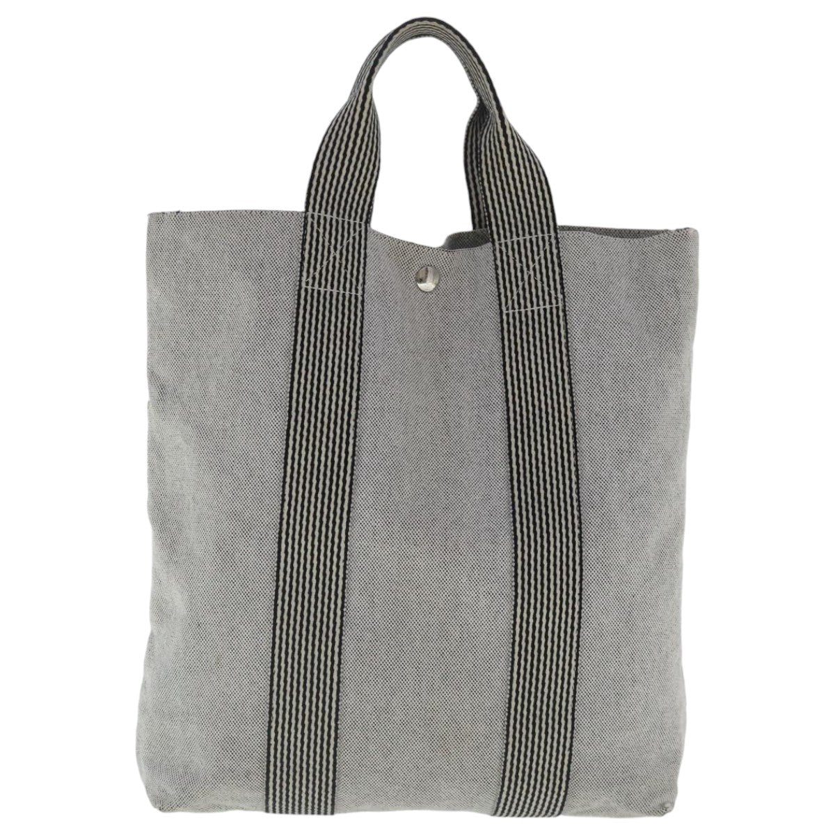 HERMES New Fourre Tout Cabas Tote Bag Canvas Gray Silver Auth bs19098