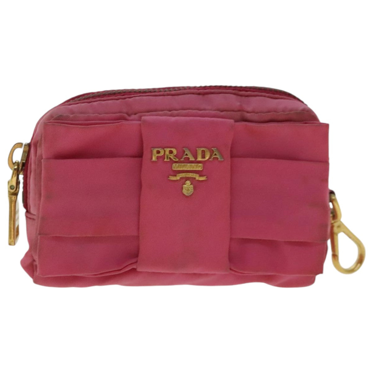 PRADA Pouch Nylon Pink Gold Auth bs19124