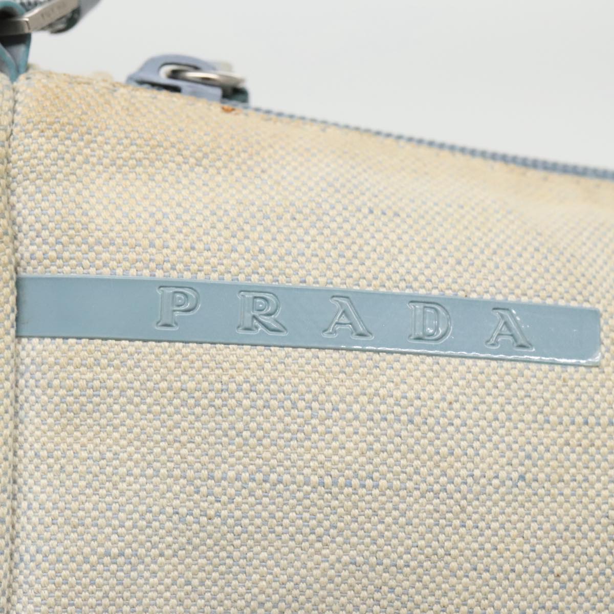 PRADA Sports Accessory Pouch Canvas White Silver Auth bs19125