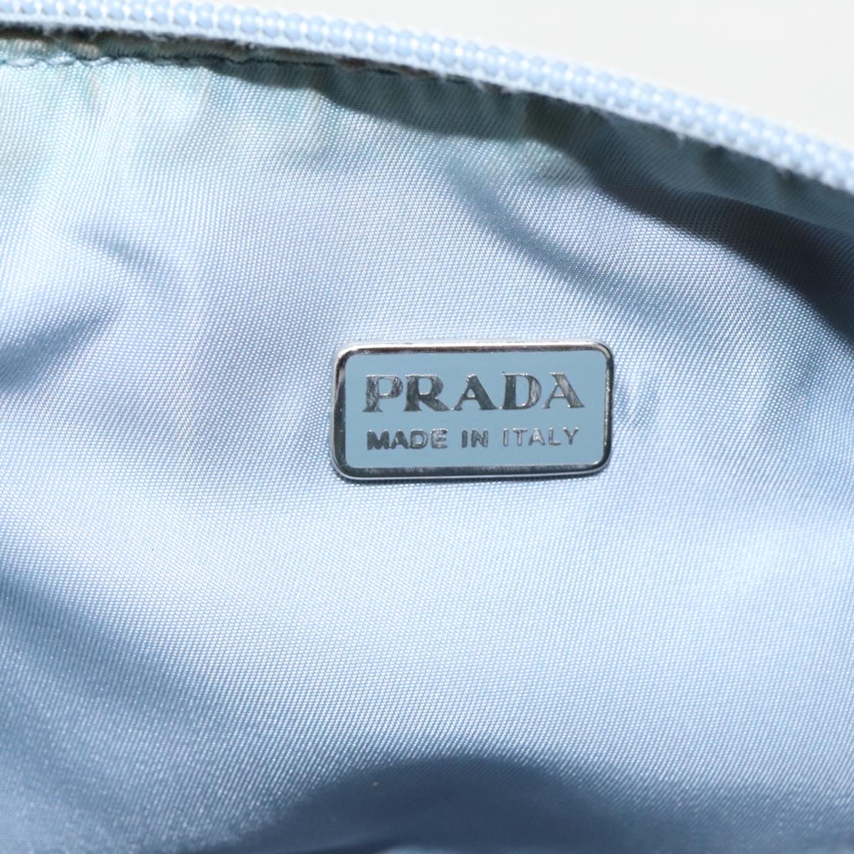 PRADA Sports Accessory Pouch Canvas White Silver Auth bs19125