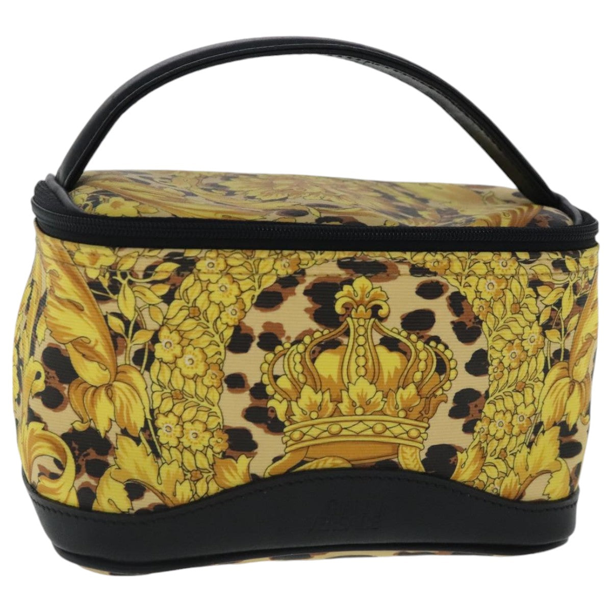 Gianni Versace Vanity Cosmetic Pouch PVC Yellow Gold Auth bs19148