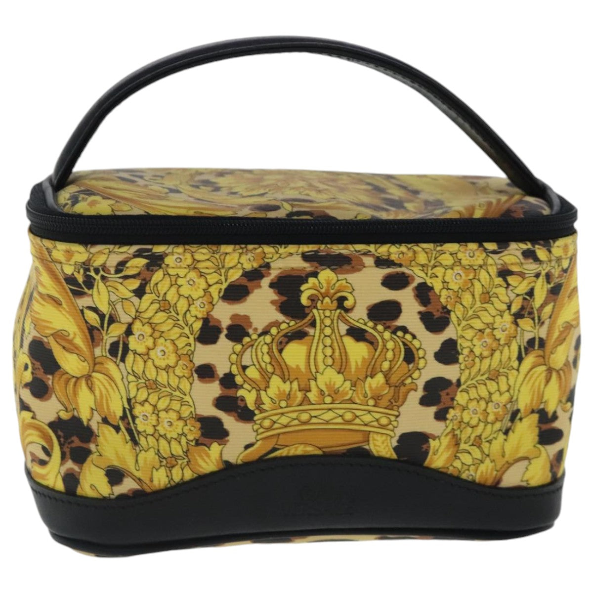 Gianni Versace Vanity Cosmetic Pouch PVC Yellow Gold Auth bs19148