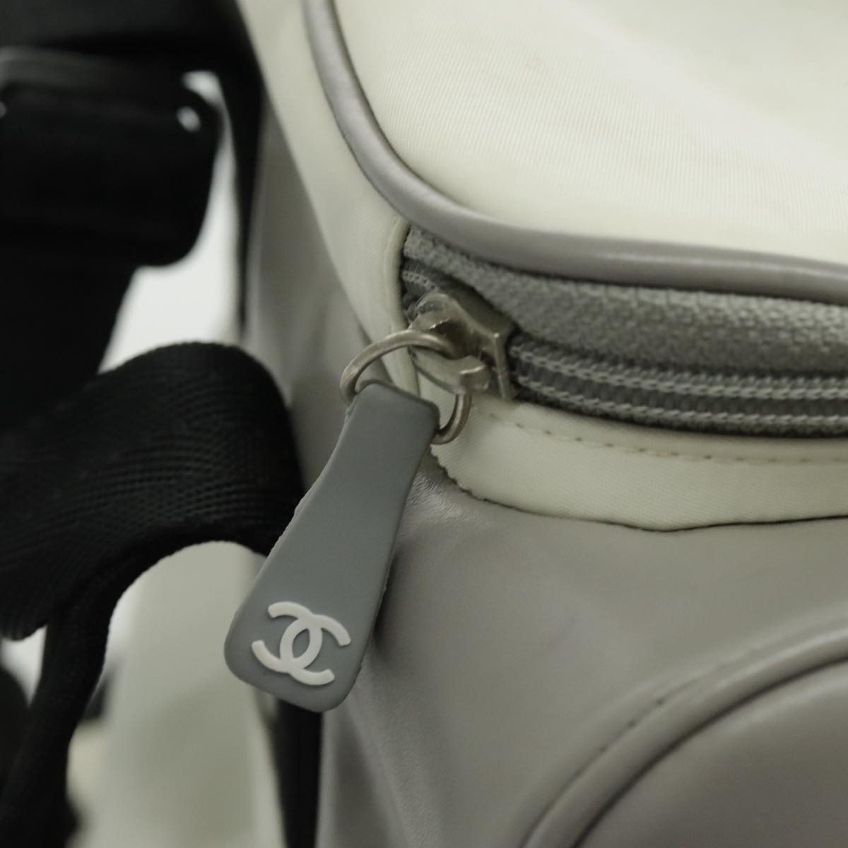 CHANEL Sports Line Backpack Nylon White Gray CC Auth bs19164