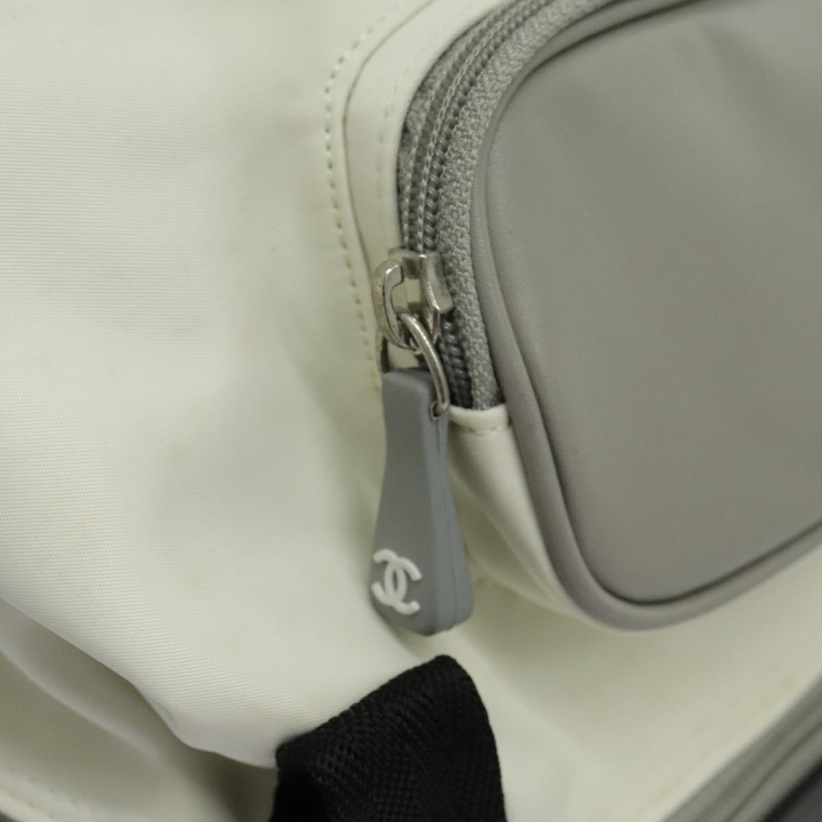 CHANEL Sports Line Backpack Nylon White Gray CC Auth bs19164