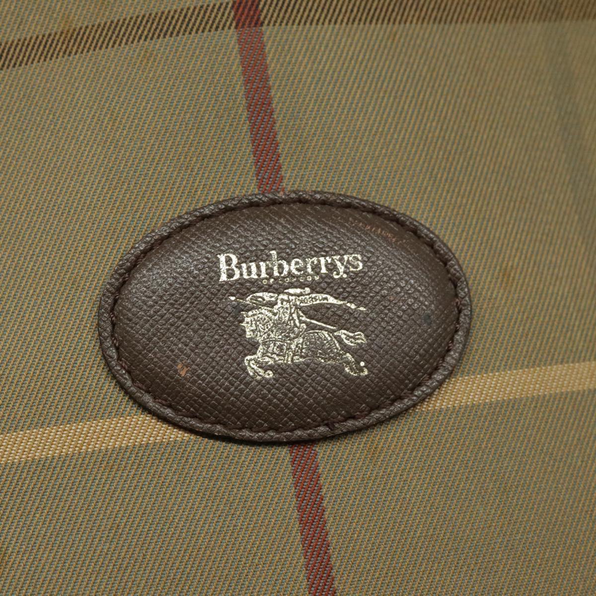 Burberrys Nova Check Hand Bag Canvas Leather Brown Gold Auth bs19193