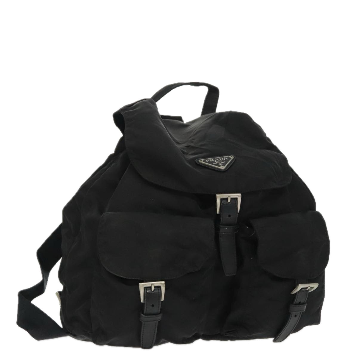 PRADA Backpack Nylon Black Silver Auth bs19256