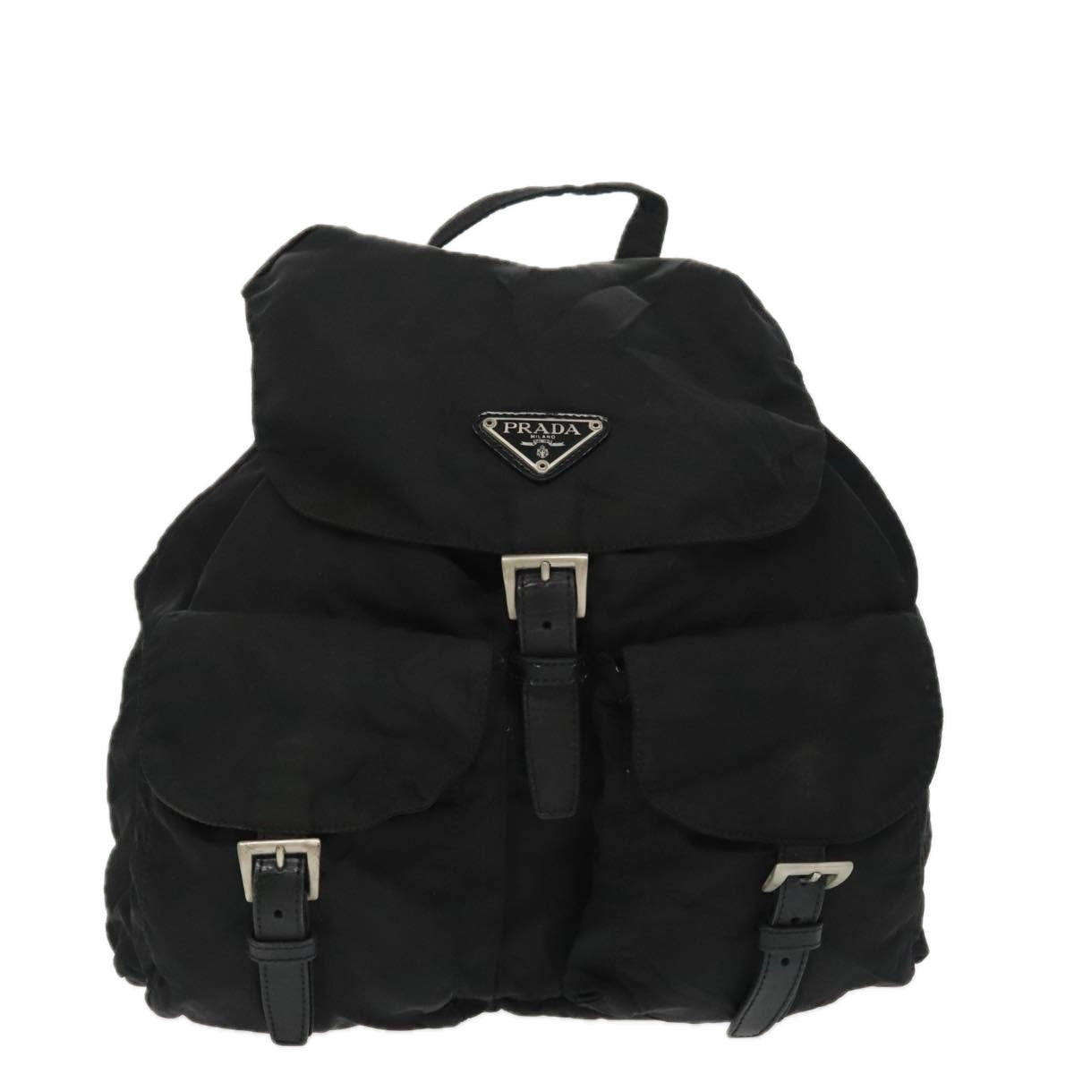 PRADA Backpack Nylon Black Silver Auth bs19256