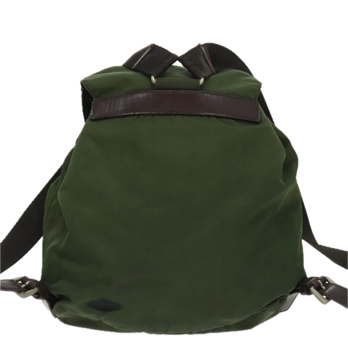 PRADA Backpack Nylon Green Brown Silver Auth bs19257