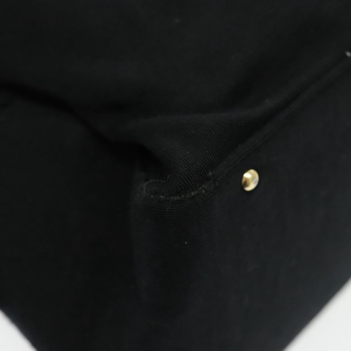 CHANEL Hand Bag Cotton Black Gold CC Auth bs19294