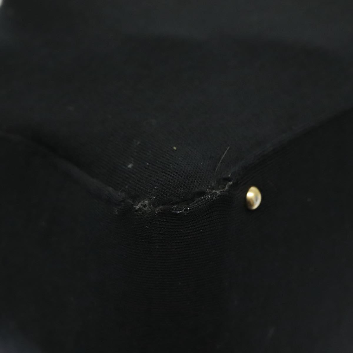 CHANEL Hand Bag Cotton Black Gold CC Auth bs19294